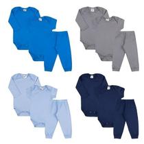 Kit Roupa de Bebê Bodies + Calça Cores Lisas Menino e Menina