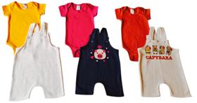 Kit Roupa De Bebe Conjunto 6 Peças Jardineira e Body Meninas