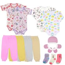 Kit Roupa De Bebê Maternidade 14 Peças Enxoval Body E Mijão