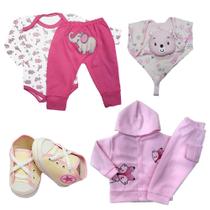 Kit Roupa de Bebê Moletom Body Mijão Naninha Sapatinho 6 Pçs Kit Roupa de Bebê Moletom Body Mijão Naninha Sapatinho 6 Pçs
