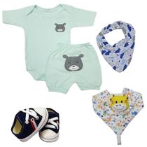 Kit Roupa de Bebê Verão 5 Peças para Presente Menino Menina Kit Roupa de Bebê Verão 5 Peças para Presente Menino Menina
