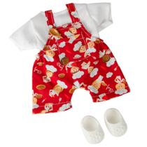 Kit Roupa de Boneca Baby Alive e Little Mommy Jardineira Cozinheiro Laço de Fita