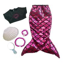 Kit Roupa de Boneca Baby Alive e Little Mommy Sereia do Mar Laço de Fita
