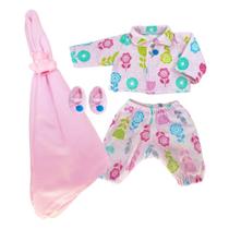 Kit Roupa de Boneca Little Mommy e Baby Alive Pijaminha Pompom Laço de Fita