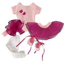 Kit Roupa de Boneca Luxo Adora Doll e Reborn Hora de Dançar Bailarina Laço de Fita