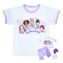 Kit Roupa de Boneca Reborn Adora Com Camiseta P/ Mamãe Sereias Laço de Fita