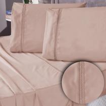 Kit Roupa de Cama Jogo de Lençol Casal Padrão 04 Peças Micropercal 400 Fios Ponto Infinity Moderno Toque Acetinado Macio Liso Hotel Pousada - FV Enxovais