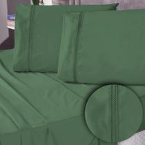 Kit Roupa de Cama Jogo de Lençol Casal Padrão 04 Peças Micropercal 400 Fios Ponto Infinity Moderno Toque Acetinado Macio Liso Hotel Pousada