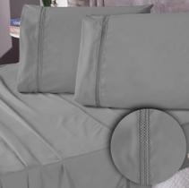 Kit Roupa de Cama Jogo de Lençol Casal Queen 04 Peças Micropercal 400 Fios Ponto Infinity Moderno Toque Acetinado Macio Liso Hotel Pousada