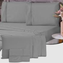Kit Roupa de Cama Jogo de Lençol Casal Queen 04 Peças Micropercal 400 Fios Ponto Infinity Moderno Toque Acetinado Macio Liso Hotel Pousada