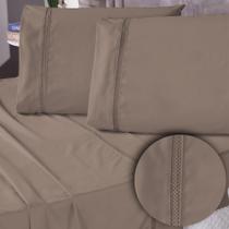 Kit Roupa de Cama Jogo de Lençol Solteiro 03 Peças Micropercal 400 Fios Ponto Infinity Moderno Toque Acetinado Macio Liso Hotel Pousada