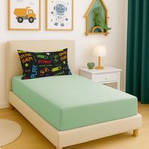 Kit Roupa De Cama Jogo de Lençol Solteiro 2 Peças Infantil Bouti Menino Menina Com Elastico Liso Fronha Estampada Kids