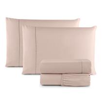 Kit Roupa de Cama Lençol Casal 4 Peças 400 Fios Micropercal Com Elástico Super Macio