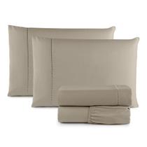 Kit Roupa de Cama Lençol Casal King 4 Peças 400 Fios Micropercal Com Elástico Super Macio