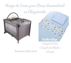 Kit Roupa de Cama para Berço Desmontável Portátil Chiqueirinho 3 Peças Coleção Selva Tecido Algodão