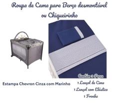 Kit Roupa de Cama para Berço Desmontável Portátil Chiqueirinho 3 Peças Tecido Algodão Coleção Chevron Kit Roupa de Cama para Berço Desmontável Portátil Chiqueirinho 3 Peças Tecido Algodão Coleção Chevron