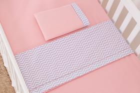 Kit Roupa de Cama para Berço Desmontável Portátil Chiqueirinho 3 Peças Tecido Algodão Coleção Chevron