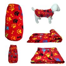 Kit Roupa E Manta Soft Para Cães - Vermelho Colorido Gg