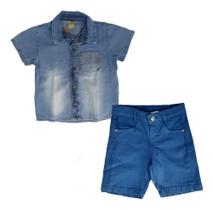 Kit roupa infantil Camisa Jeans E Bermuda Algodão Infantil - 2 peças