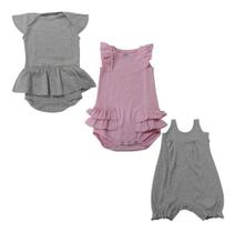 Kit roupa infantil com 3 peças - Body Infantil Em 100% Algodão