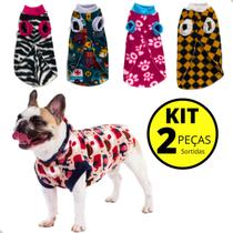 Kit Roupa para Cachorro Roupa de Cachorro Roupinha Pet Cachorros Gato Cães Gata Inverno Frio Soft - Kit 2 Unidades