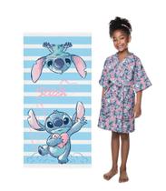 Kit Roupão E Toalha Aveludada Stitch Infantil Juvenil Vários Tamanhos - Atende Crianças de 4 a 12 anos Kit Roupão E Toalha Aveludada Stitch Infantil Juvenil Vários Tamanhos - Atende Crianças de 4 a 12 anos