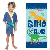 Kit Roupão E Toalha Felpudo Infantil Jurássico 2 Pçs Lepper Kit Roupão E Toalha Felpudo Infantil Jurássico 2 Pçs Lepper