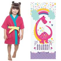Kit Roupão E Toalha Felpudo Infantil Magic Dino 2 Pçs Lepper Kit Roupão E Toalha Felpudo Infantil Magic Dino 2 Pçs Lepper