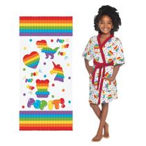 Kit Roupão + Toalha Felpuda Infantil Menino Ou Menina Seca Rápido Para Natação Kit Roupão + Toalha Felpuda Infantil Menino Ou Menina Seca Rápido Para Natação