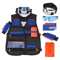 Kit Roupas Dardos Nerf e Airsoft: Colete + 20 Dardos + Pente Dardos + Óculos + Máscara + Munhequeira - Shooting Target