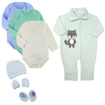 Kit Roupas de Bebê 7 Peças Body Manga Longa e Macacão Plush Kit Roupas de Bebê 7 Peças Body Manga Longa e Macacão Plush