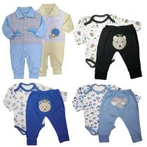 Kit Roupas De Bebê 8 Peças Conjuntos E Macacão Longo Suedine
