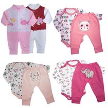 Kit Roupas De Bebê 8 Peças Conjuntos E Macacão Longo Suedine