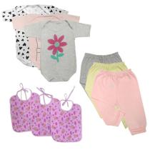 Kit Roupas de Bebê 9 Pças Body e Mijão e Babadores Coloridos Kit Roupas de Bebê 9 Pças Body e Mijão e Babadores Coloridos