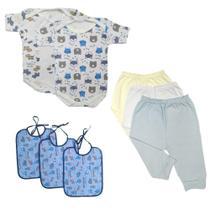 Kit Roupas de Bebê 9 Pças Body e Mijão e Babadores Coloridos Kit Roupas de Bebê 9 Pças Body e Mijão e Babadores Coloridos