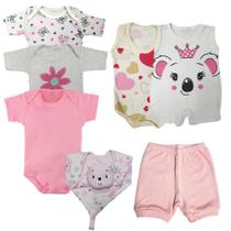 Kit Roupas Para Bebê 7 Peças Conjunto Naninha Enxoval Verão Kit Roupas Para Bebê 7 Peças Conjunto Naninha Enxoval Verão
