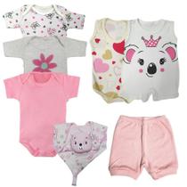 Kit Roupas Para Bebê 7 Peças Conjunto Naninha Enxoval Verão Kit Roupas Para Bebê 7 Peças Conjunto Naninha Enxoval Verão
