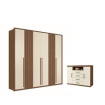 Kit Roupeiro 6 Portas e Cômoda Tommy Jatoba Areia