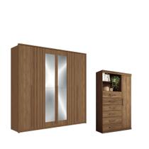 Kit Roupeiro 6 Portas Espelho e Cômoda Eric Jatoba Kit Roupeiro 6 Portas Espelho e Cômoda Eric Jatoba