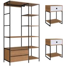 Kit Roupeiro E 02 Mesas Cabeceira Industrial 1025x1026 Mell Branco Pp Mell Branco