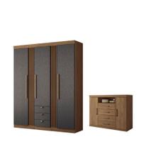 Kit Roupeiro e Cômoda George Jatoba Grafite