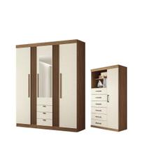 Kit Roupeiro Espelho e Multi Uso Grace Jatoba Areia