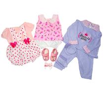 Kit Roupinha Bebê Reborn 3 trocas + Tiara e Sapatinho