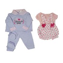 Kit Roupinha Bebê Reborn Jardineira + Pijama 5 Peças Lilás