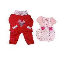 Kit Roupinha Bebê Reborn Jardineira+Pijama 5 Peças Vermelho