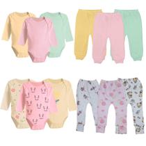 Kit Roupinha de Bebê 12 Peças Body Manga Longa e Calça Mijão Kit Roupinha de Bebê 12 Peças Body Manga Longa e Calça Mijão