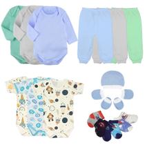 Kit Roupinha de Bebê 18 Peças Body Mijão Touca Luva Meias
