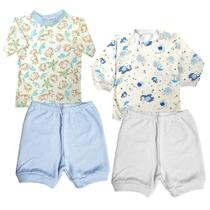 Kit Roupinha de Bebê 4 Pçs Camiseta Estampada e Shorts Promo