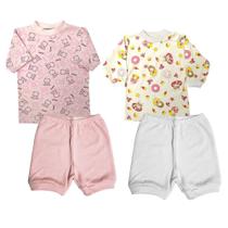 Kit Roupinha de Bebê 4 Pçs Camiseta Estampada e Shorts Promo