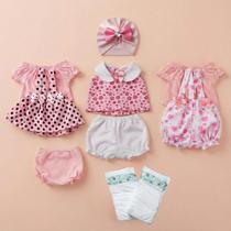 Kit Roupinha Fralda Bebê Reborn Mamãe Reborn Rosa 10 Peças